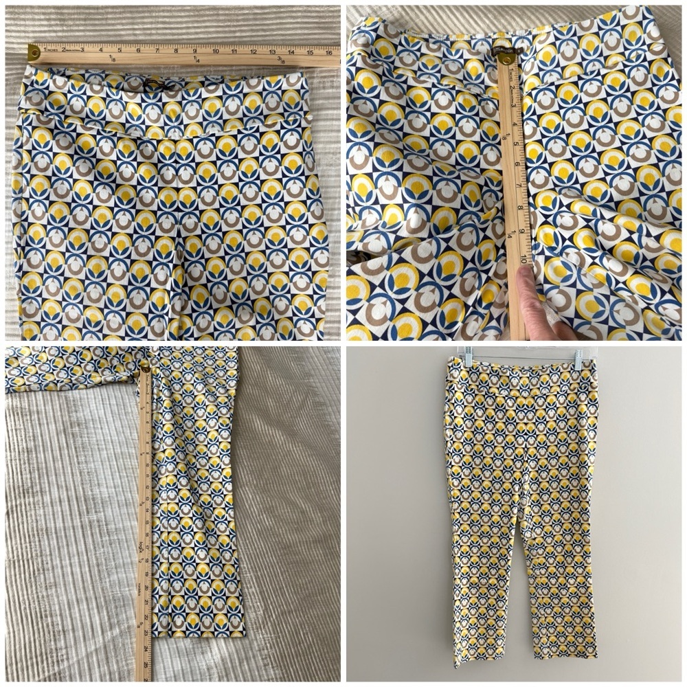 J MCLAUGHLIN IVY CAPRI PANTS PULL ON BACK POCKETS VIBRANT GEOMETRIC PULL ON 8 - Picture 11 of 11